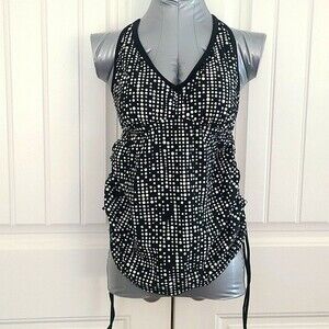 Liz Lang Maternity tankini top size M racerback adjustable side black and white
